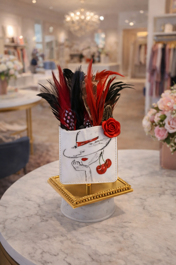 Red and black with Rosepocket square