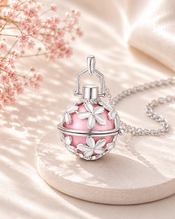 (Précommande) Bola de grossesse argenté, sphère rose