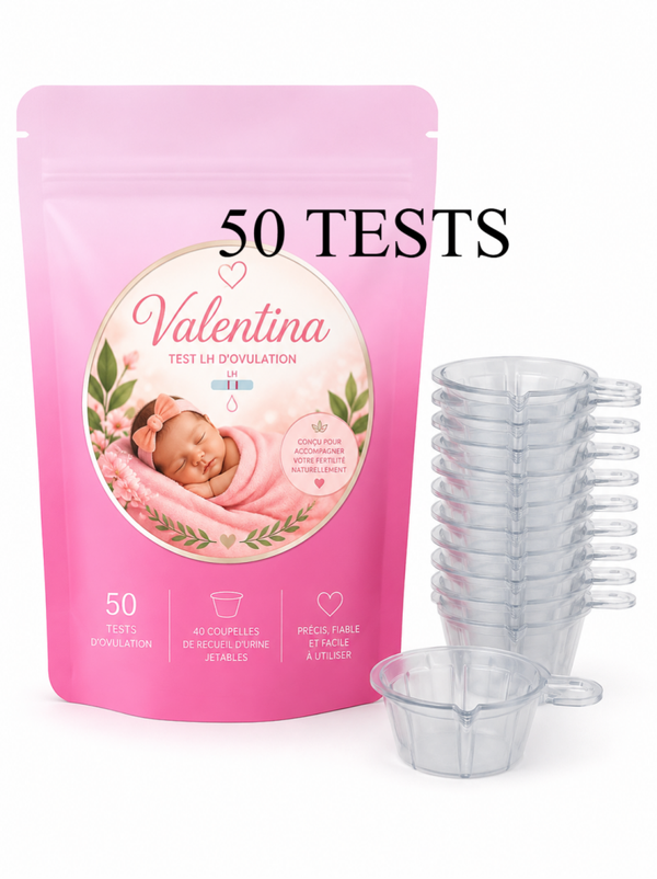 50 Tests d'Ovulation + 20 coupelles de recueil d'urine