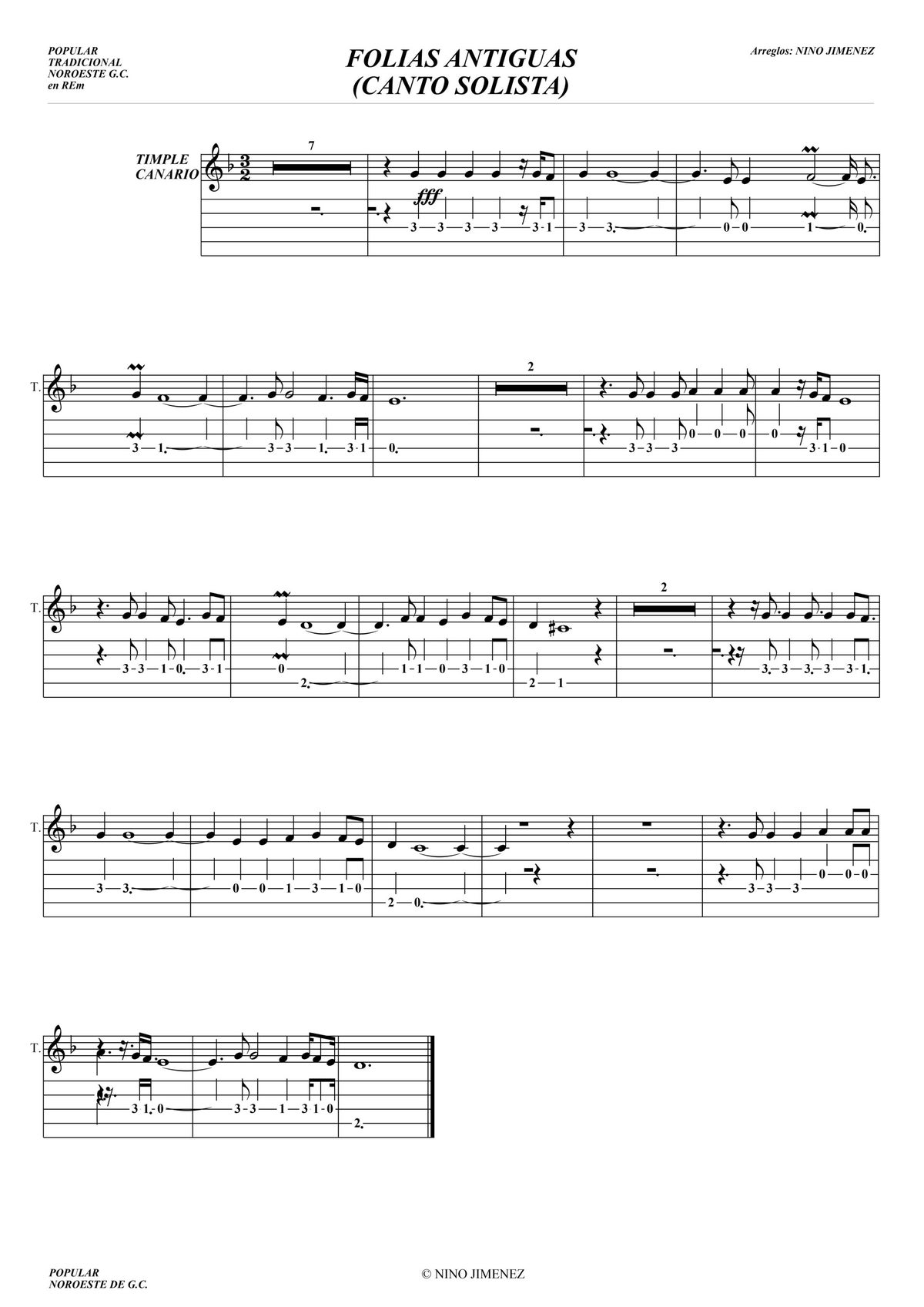 TIMPLE CANARIO FOLKLORE | PARTITURAS FOLKLORE DE CANARIAS
