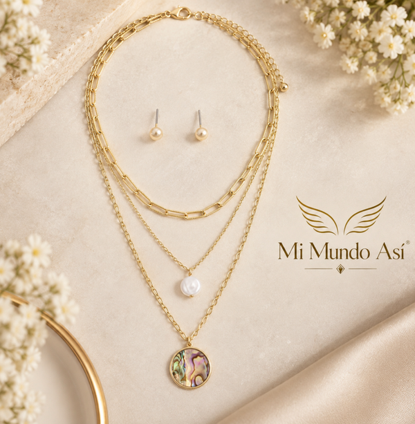 Collar en capas con nácar