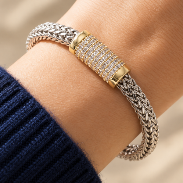 Pulsera, trenzada, bicolor