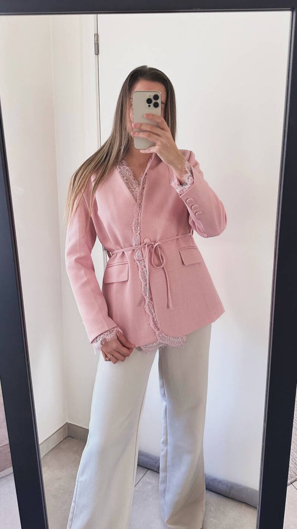 Pauline lace blazer pink