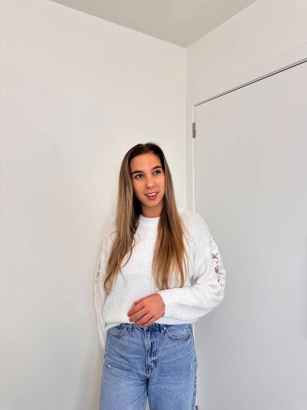 Snowy lace sweater