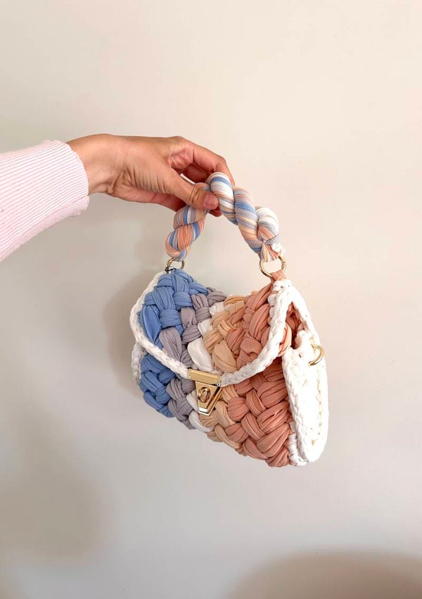 Cotton braided handbag babyblue II