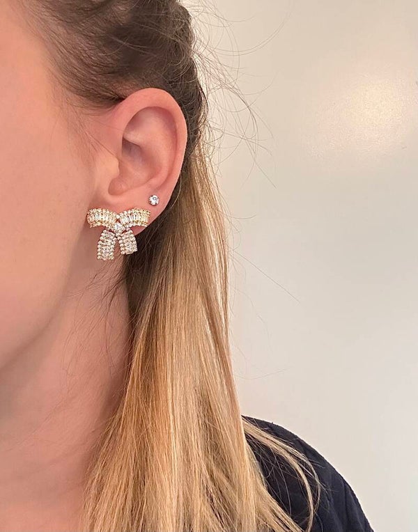 Christmas Bow Earrings Gold