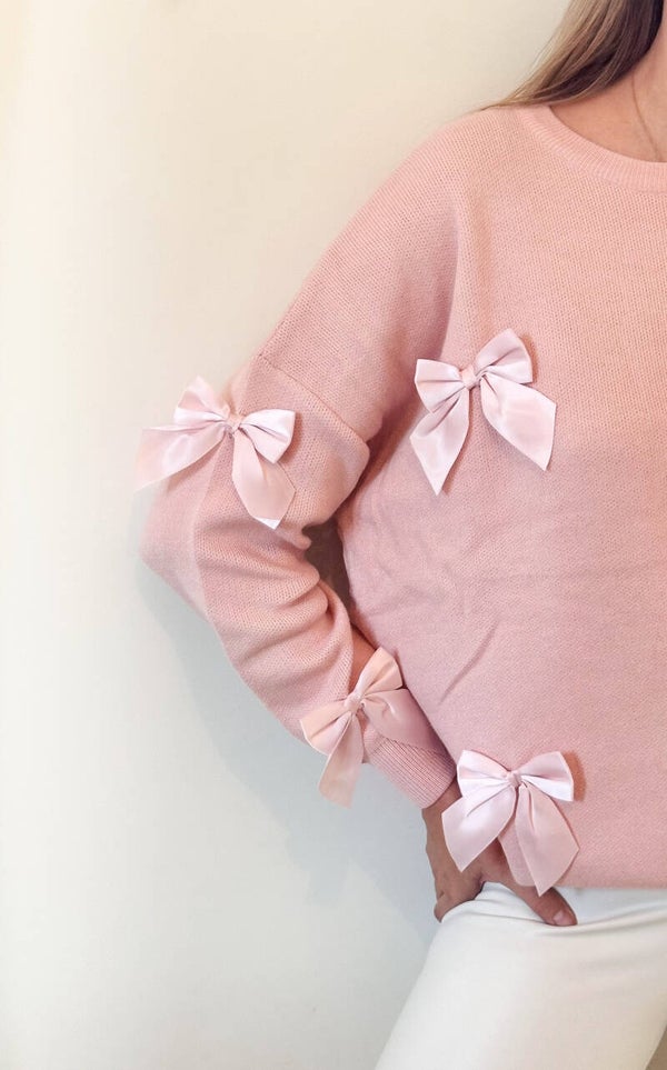 Pink bow sweater (restock 1)