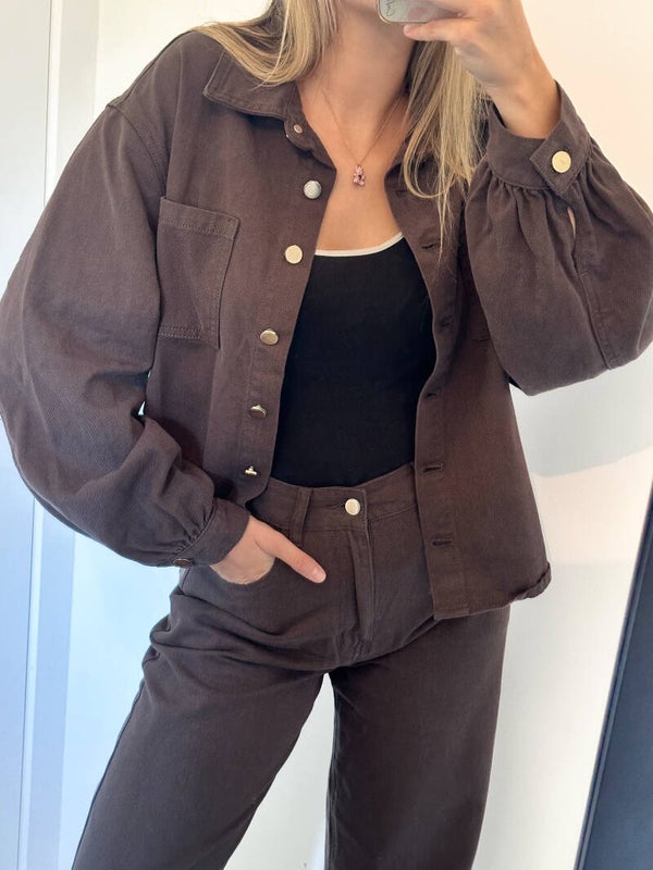 Choco Brown Denim Gilet