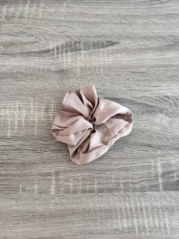 Beige Satin Scrunchie