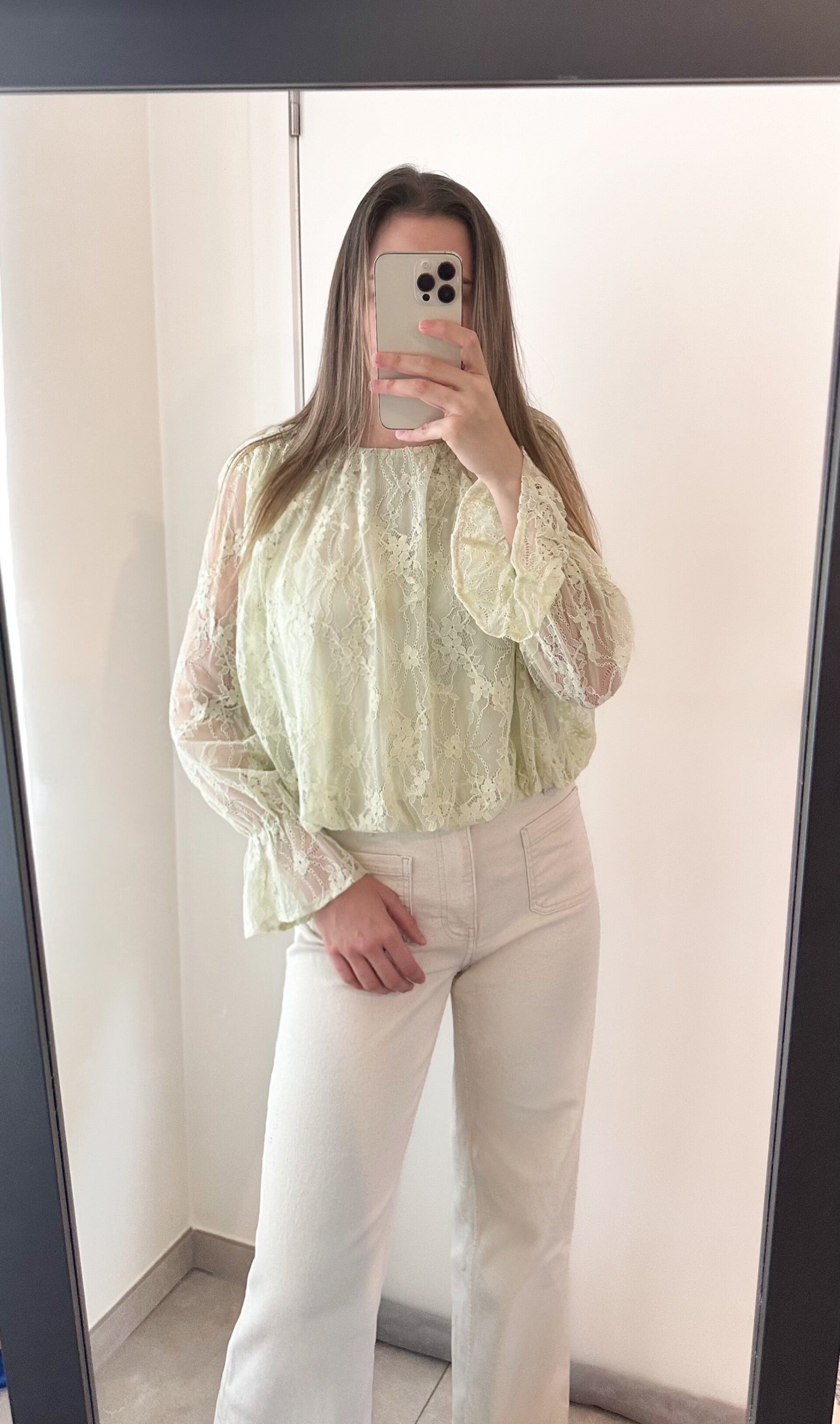 Olive flowery blouse