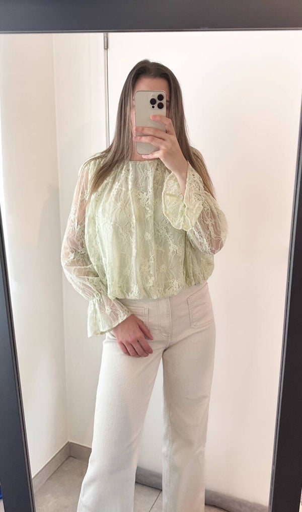Olive flowery blouse