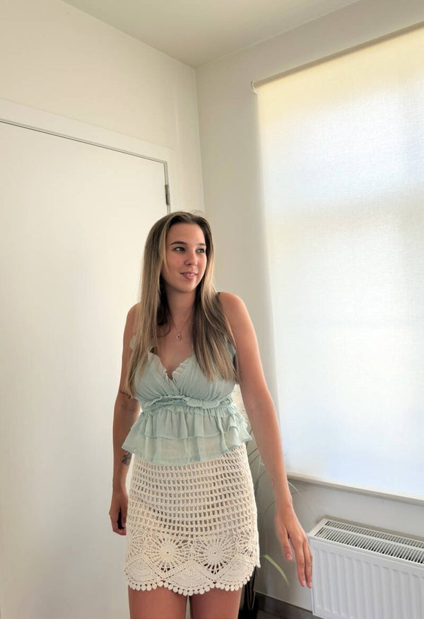 Nora Crochet Skirt Beige