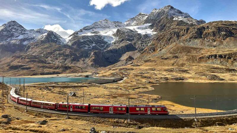 the Bernina Express on top of the Berninapass