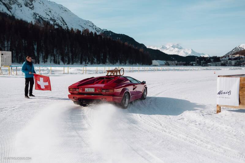 Lamborghini Countach on the ICE of the st. Moritzersee