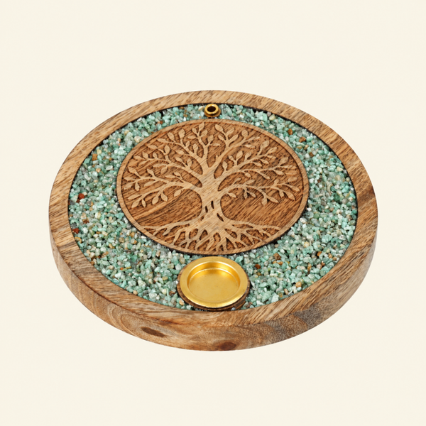 Wierookkegelhouder Tree of life amazoniet mangohout