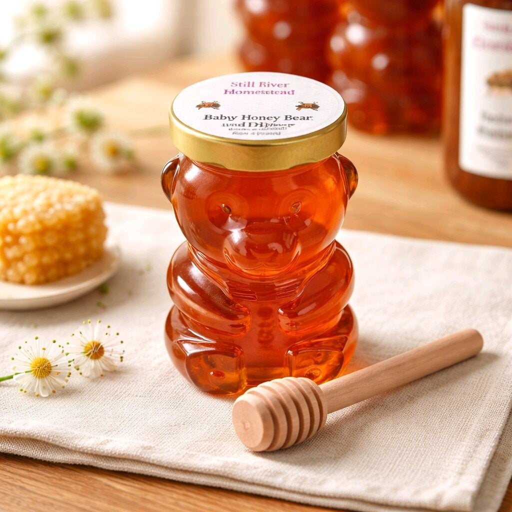 Baby Honey Bear and Dipper (Glass Bear Jar)