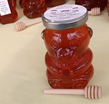 Mama Honey Bear and Dipper (Glass Bear Jar)