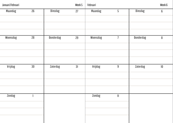 Weektemplate op 1 pagina