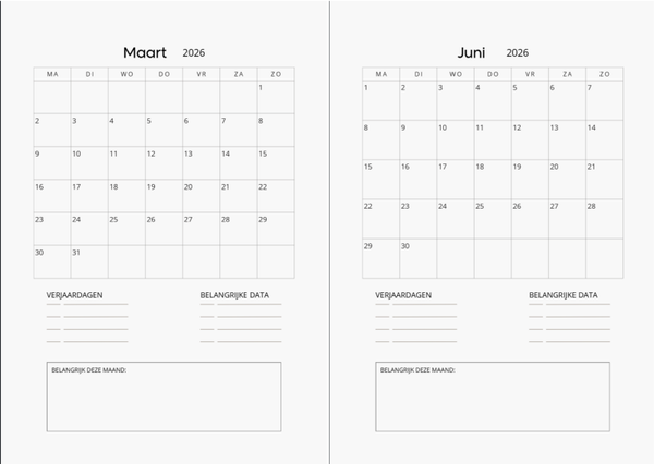 Maandoverzicht simplistisch