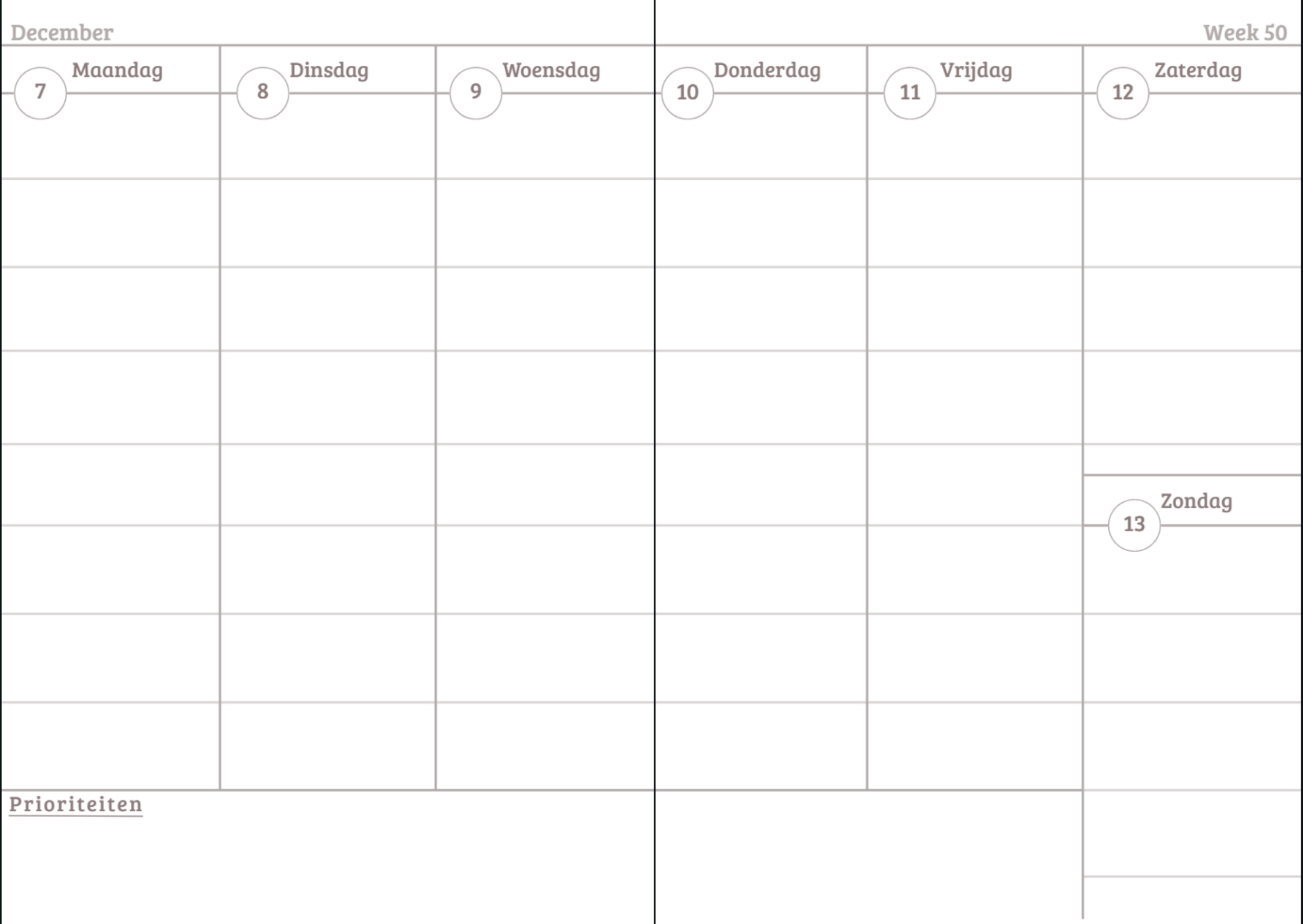 Weektemplate simplistisch