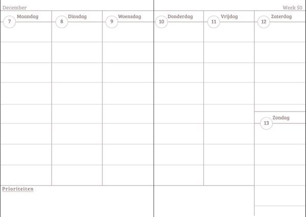 Weektemplate simplistisch