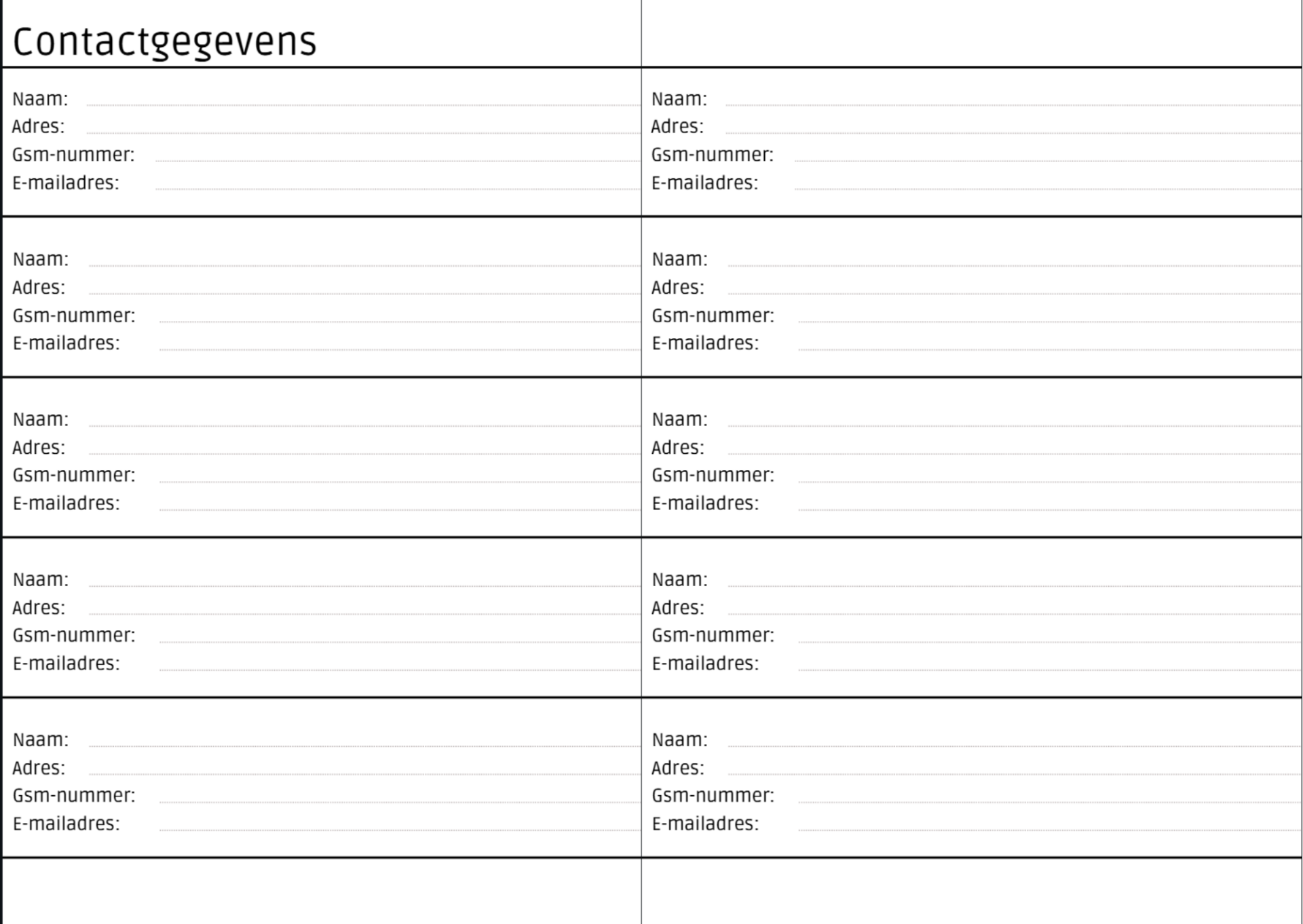 Contactgegevens simpel