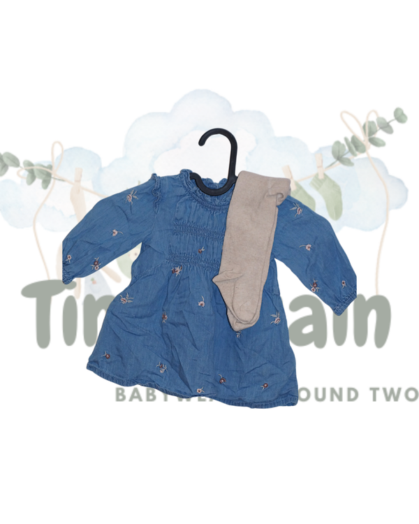 Denim Dress with Tights Outfit