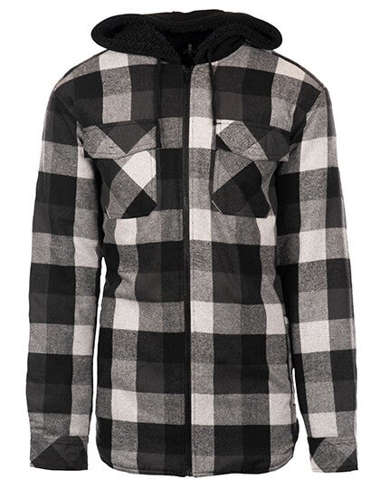 Flannel Jacket With Sherpa Hoodie Burnside Man Geborduurd Achterkant