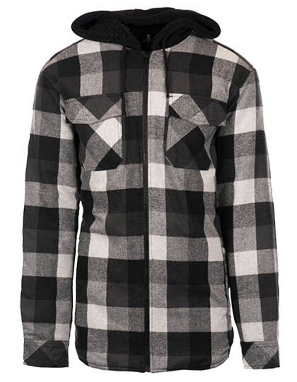 Flannel Jacket With Sherpa Hoodie Burnside Man Geborduurd Achterkant
