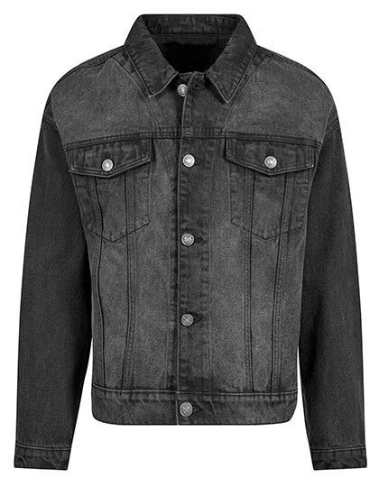 Denim Jacket Build Your Brand Man Bedrukt Achterkant