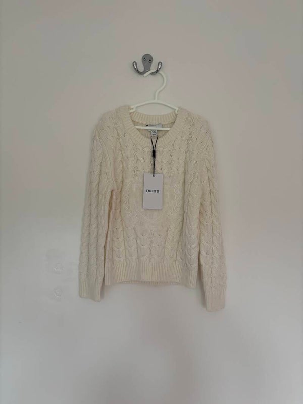 Boys Reiss Crew Cable Knitted Off White Jumper Sweater Size 4-5 Years