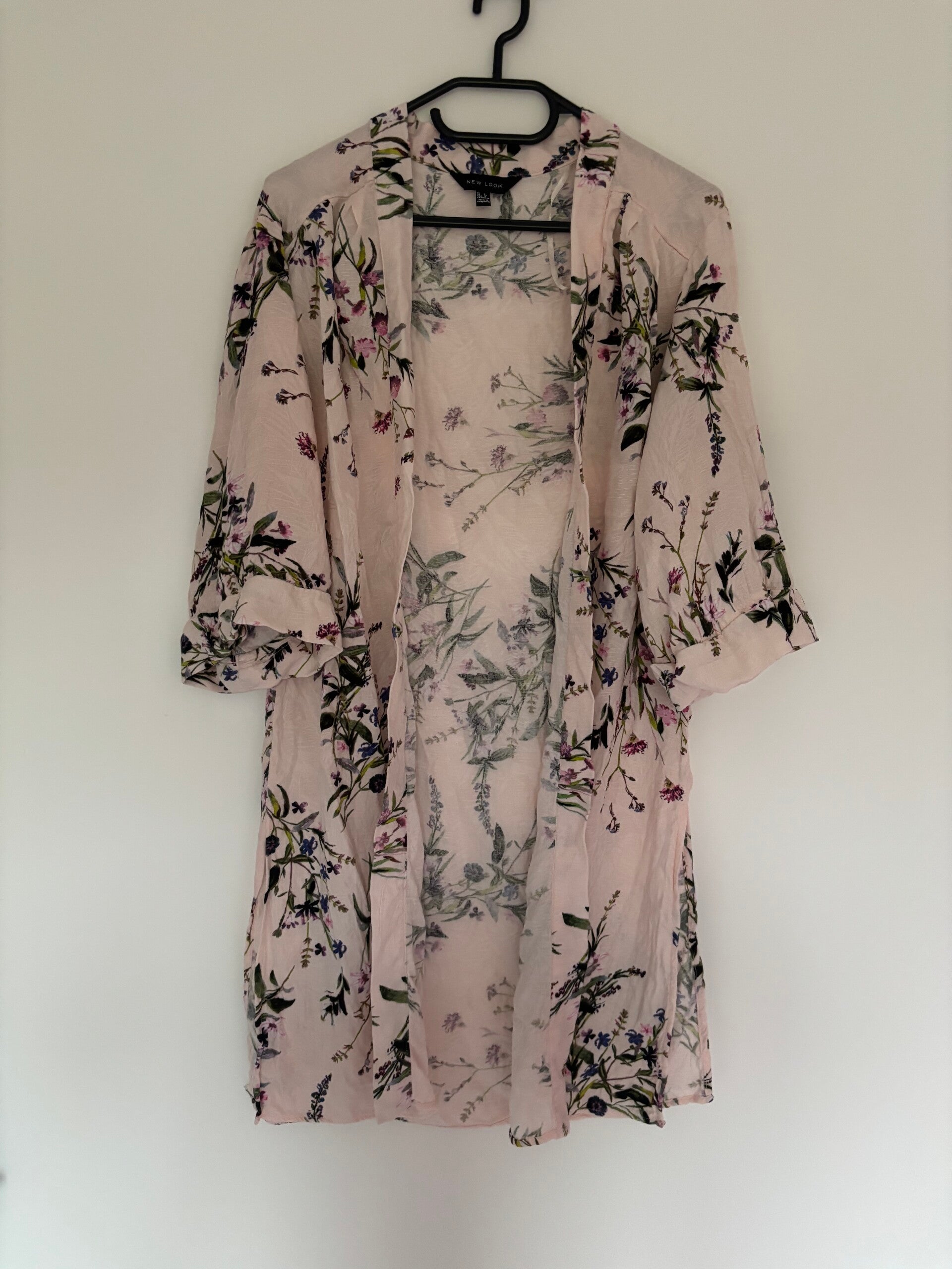 New Look Rose Pink Knee Length Floral Kimono Robe Size 8