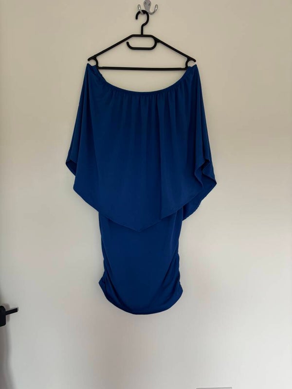 Women's Sleeveless Bodycon Knee Length Blue Dress Size L