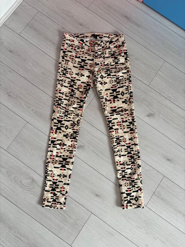 H&M Geometric Patterned Skinny Trousers Size 38 UK 10