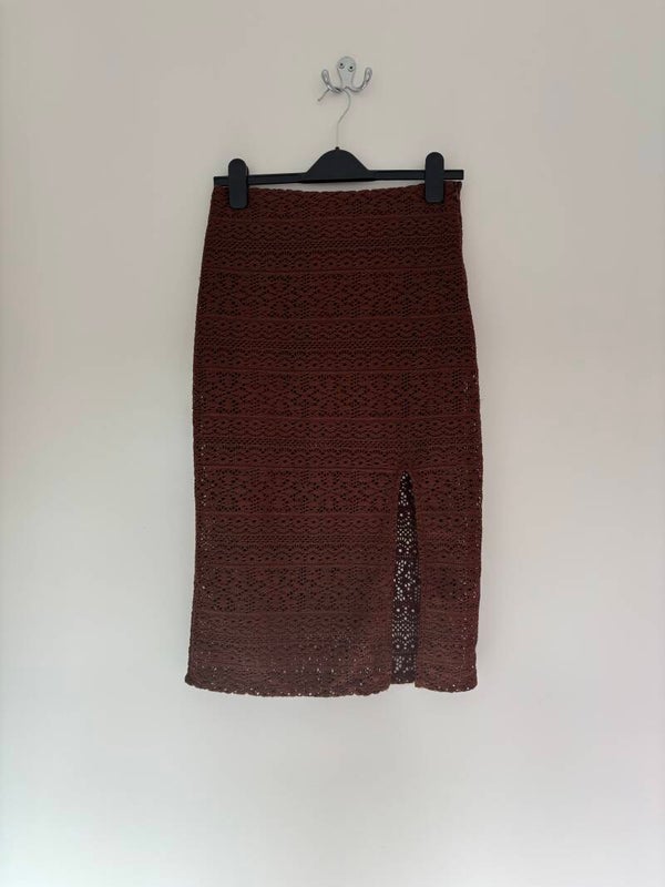 H&M Divided Brown Midi Skirt Lined Size S