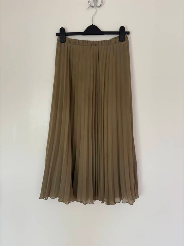 Primark Pleated Long Midi Skirt Lined Green Size 12