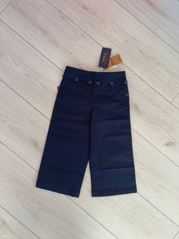 Girls Polo Ralph Lauren 7/8 Length Wide Leg Sailor Button Trousers Size 4 Years