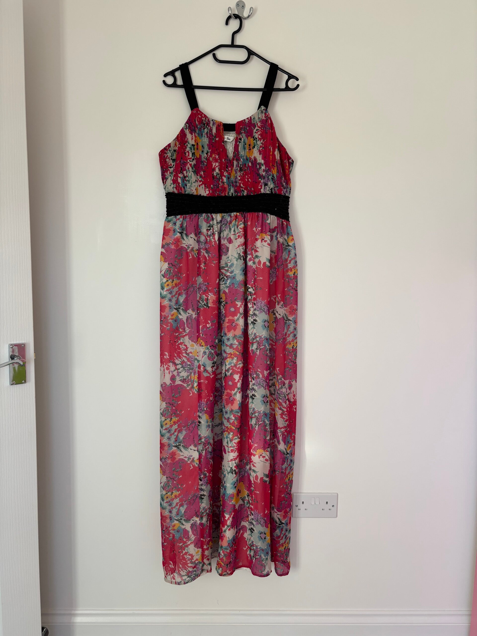 Label Be Sleeveless Pink Floral Party Occasion Lined Maxi Dress Size 20