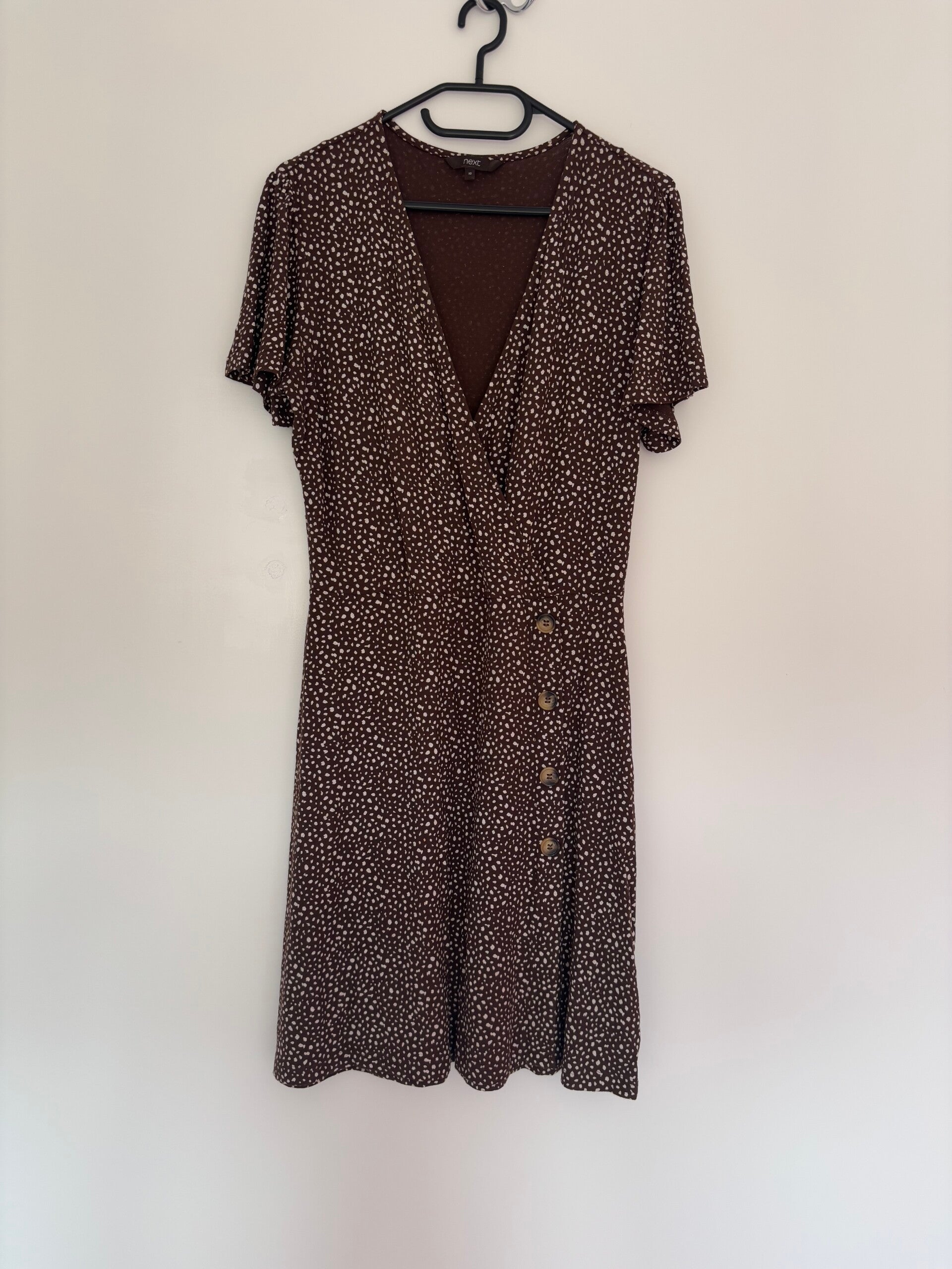 Next Short Sleeve V-Neck Wrap Summer Dress Size 10