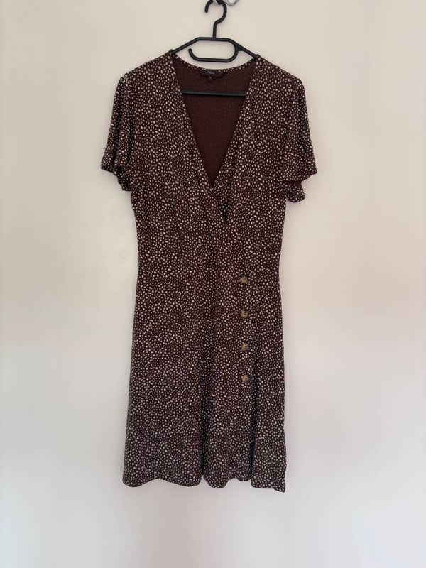 Next Short Sleeve V-Neck Wrap Summer Dress Size 10