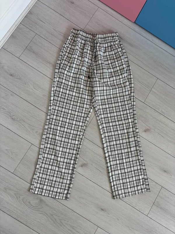 Urban Revivo White Checkered Trousers Size 12