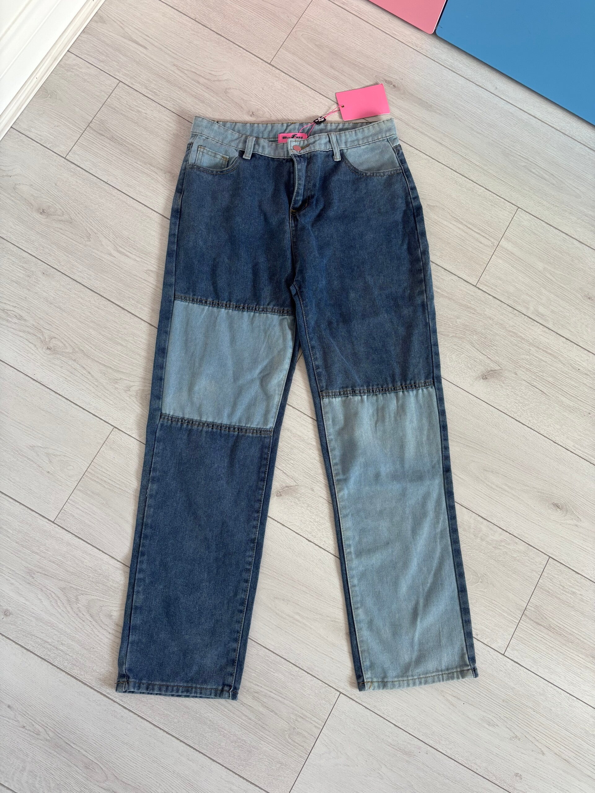 Miss Foxy Two Colours Boyfriend Type Straight Jeans Size L