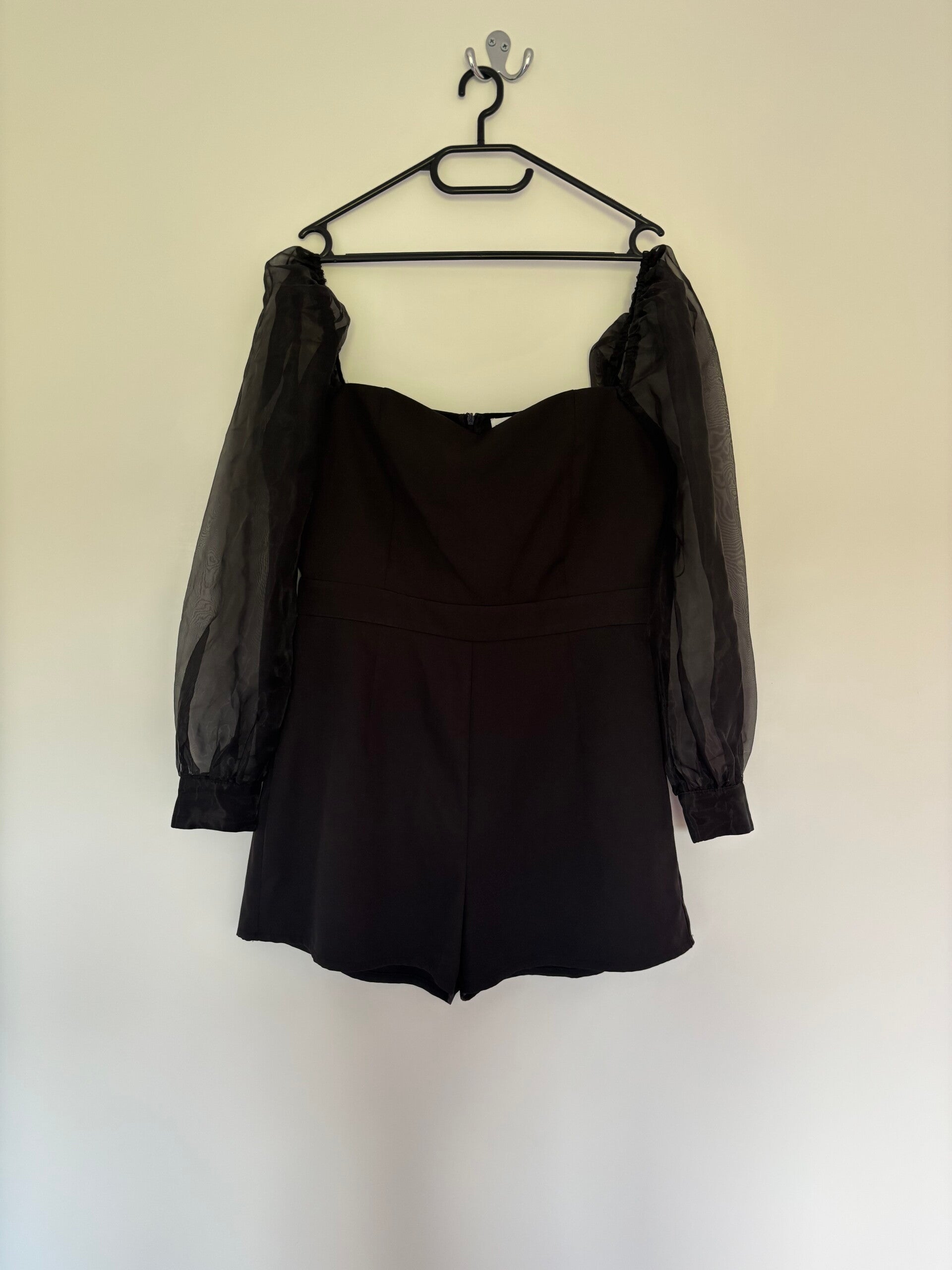 In The Style Wide Long Sleeve Playsuit Black Size 14