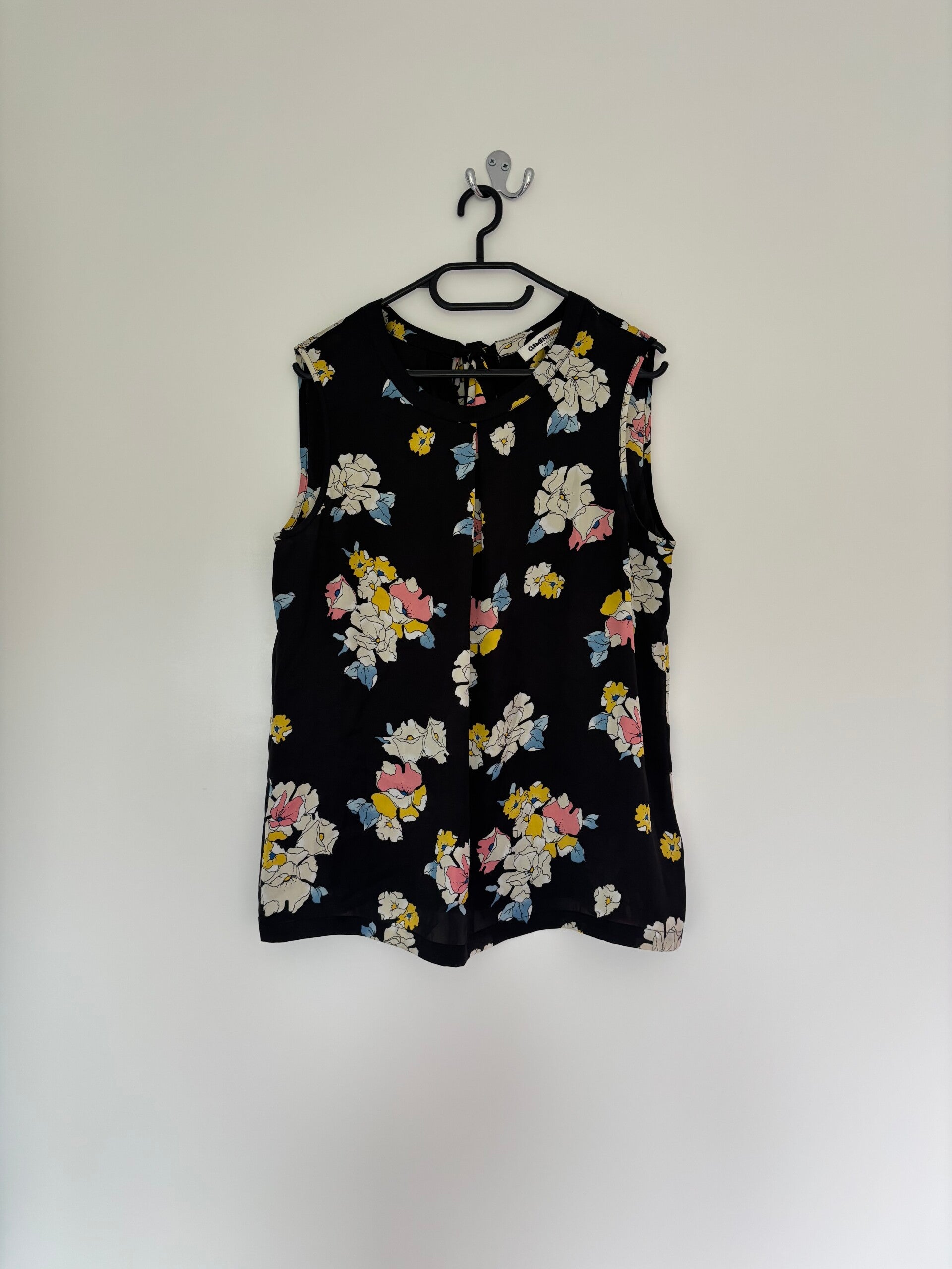 Clements Ribeiro Sleeveless Black Floral Top Blouse Size UK 14