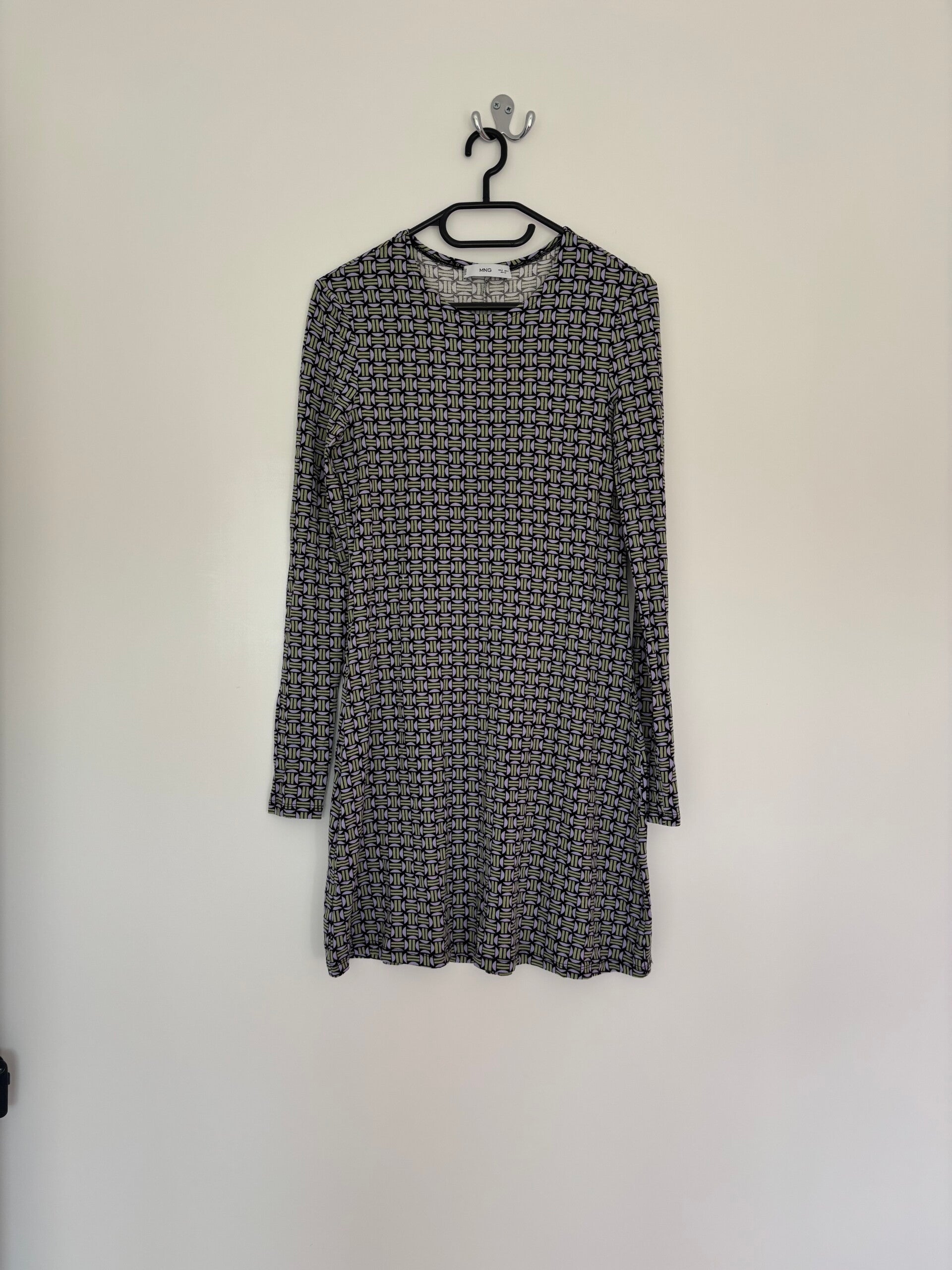 Mango Long Sleeve Casual Patterned Mini Dress Size S