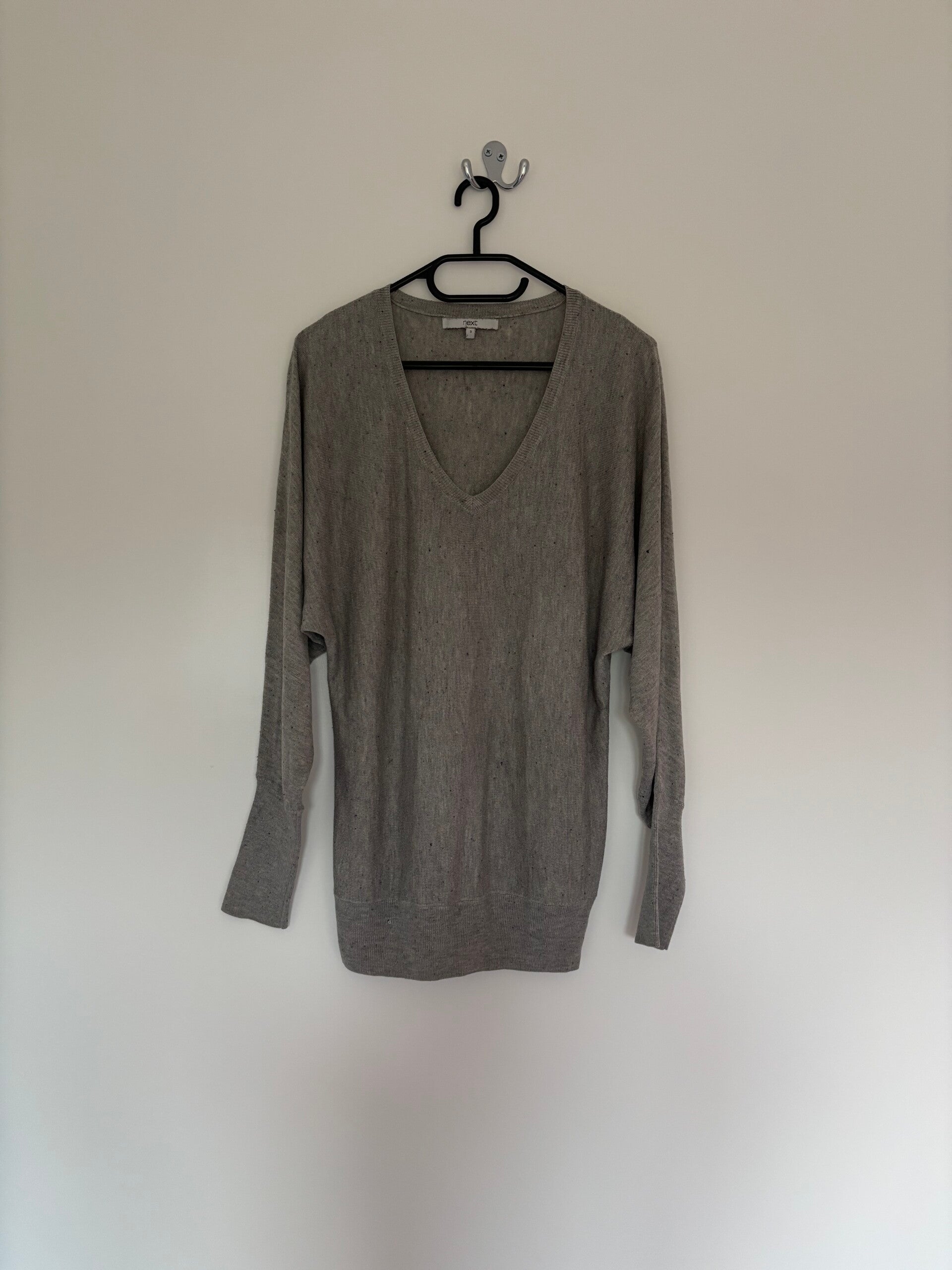 Next Long Bat Style Sleeve V-Neck Jumper Sweater Size S