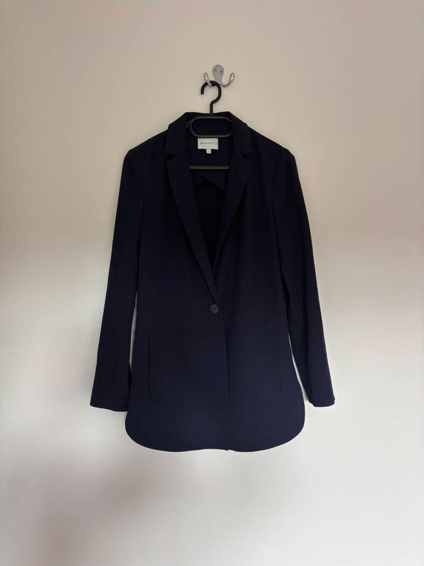 Warehouse Dark Navy Relaxed Fit Blazer Jacket Size 6