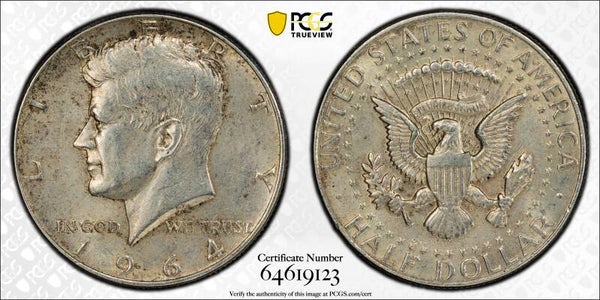 1964 JFK half dollar 40% silver AU 58