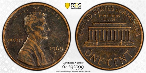1969-S 1 Cent dark penny