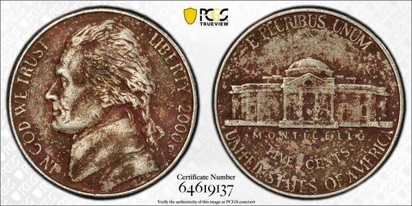 2000 D 5 cents rusty coin